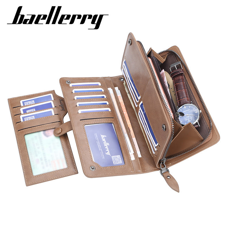 محفظة بايليري رجالية من الجلد الطبيعي مضادة للسرقة الرقمية (RFID)ماركة بايليري (Baellerry)