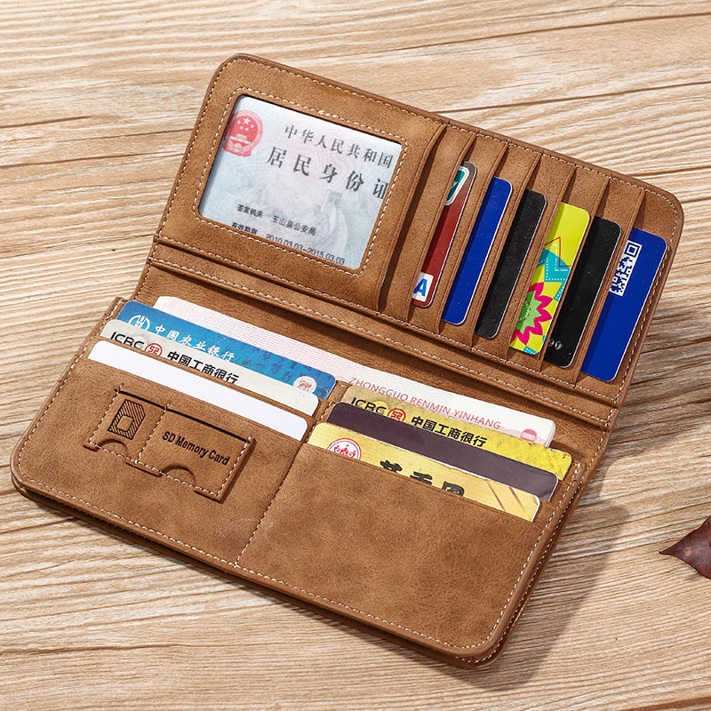 محفظة رجالية طولية (Long Wallet) من ماركة هينجشينج (Hengsheng)، وتتميز بتصميمها الشبابي على النمط الكوري الحديث، ومظهرها الكلاسيكي المطفأ (Frosted Leather) الذي يشبه الجلد المخملي